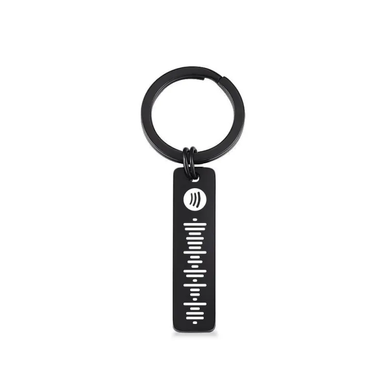 Scannable Spotify Code Keychain, Custom Music Song Keychains Black 5