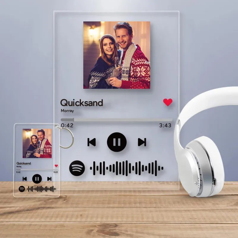 Scannable Spotify Code Music Plaque & A Same Custom Spotify Code Keychain Surprise Gift for Your Lover