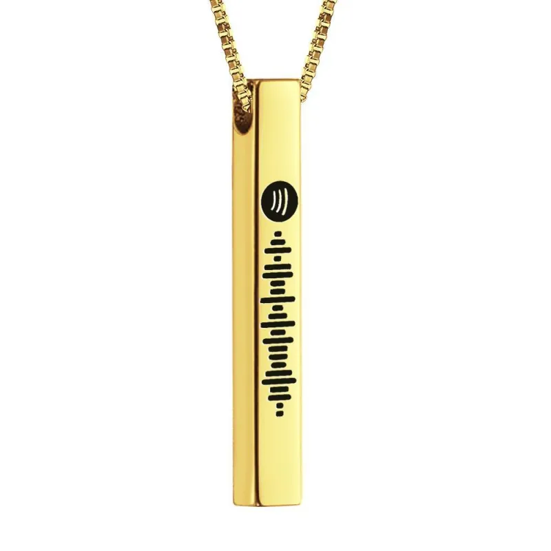 Scannable Spotify Code Necklace 3D Engraved Vertical Bar Necklace Gifts for Girlfriend Black 6