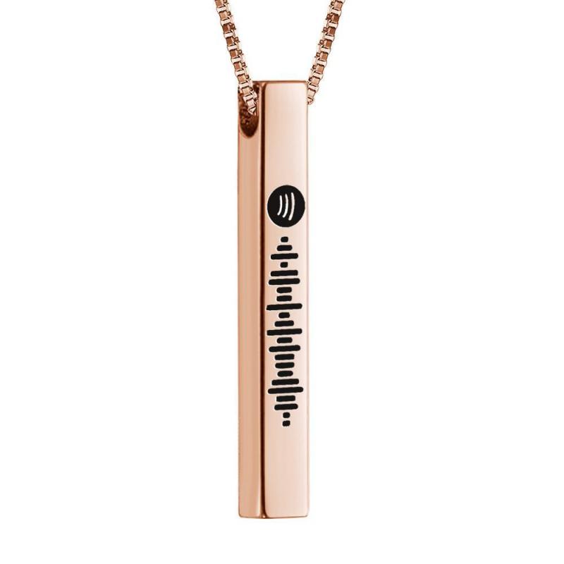 Scannable Spotify Code Necklace 3D Engraved Vertical Bar Necklace Gifts for Girlfriend Black 4