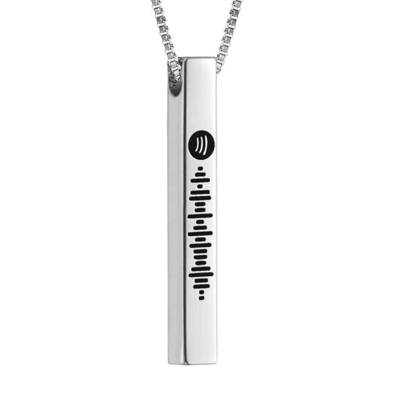 Scannable Spotify Code Necklace 3D Engraved Vertical Bar Necklace Gifts for Girlfriend Rose Gold 6