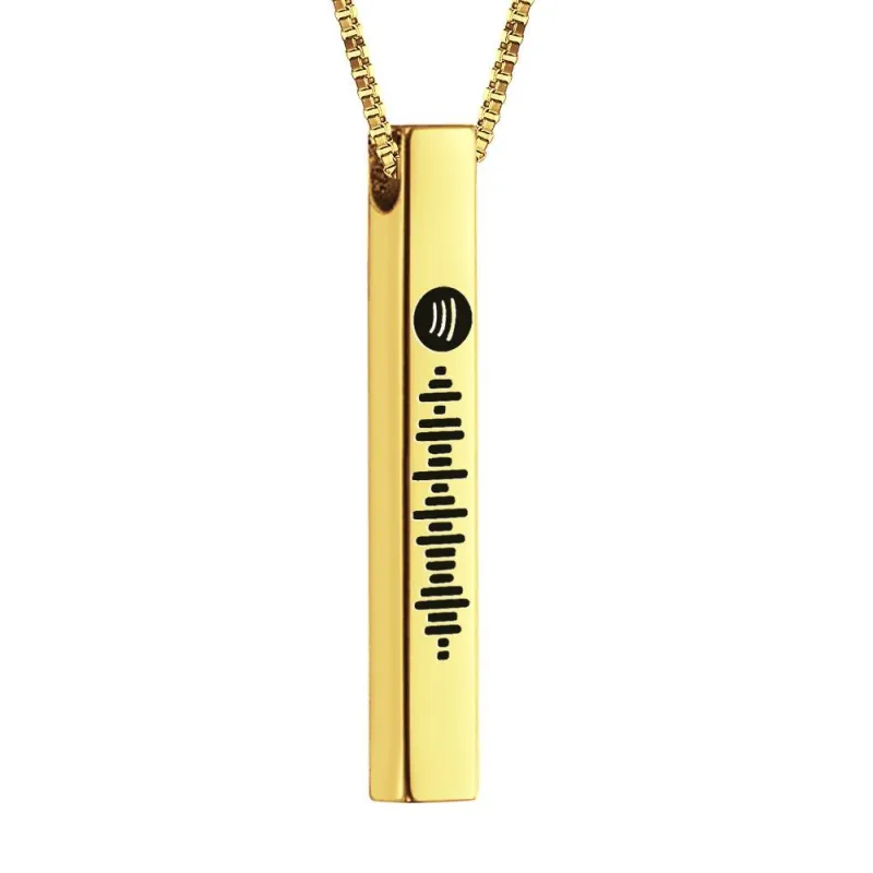 Scannable Spotify Code Necklace 3D Engraved Vertical Bar Necklace Gifts for Her 6