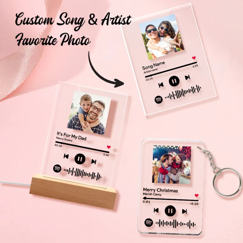 Scannable Spotify Code Plaque Keychain Music and Photo Acrylic Gifts for BFF 2