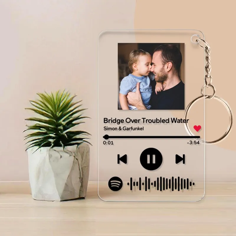 Scannable Spotify Code Plaque Keychain Music and Photo Acrylic Souvenirs For Father