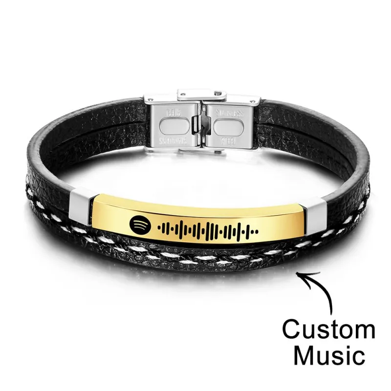 Scannable Spotify Men's Bracelet Custom Music Bracelet Leather Gifts Gift For Him On Valentine's Day 5