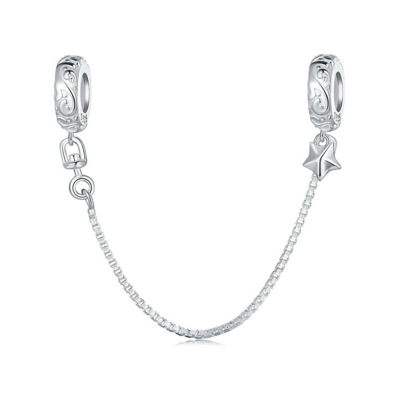 Simple Pattern Safety Charm Chain Silver