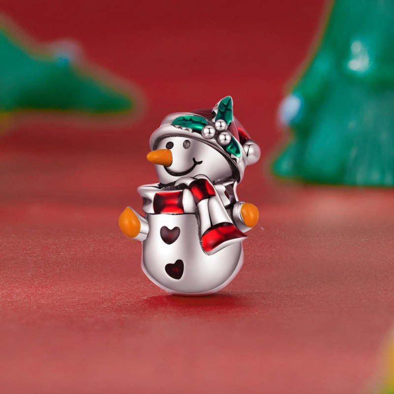 Snowman Enamel Charm Silver Christmas Gifts 1