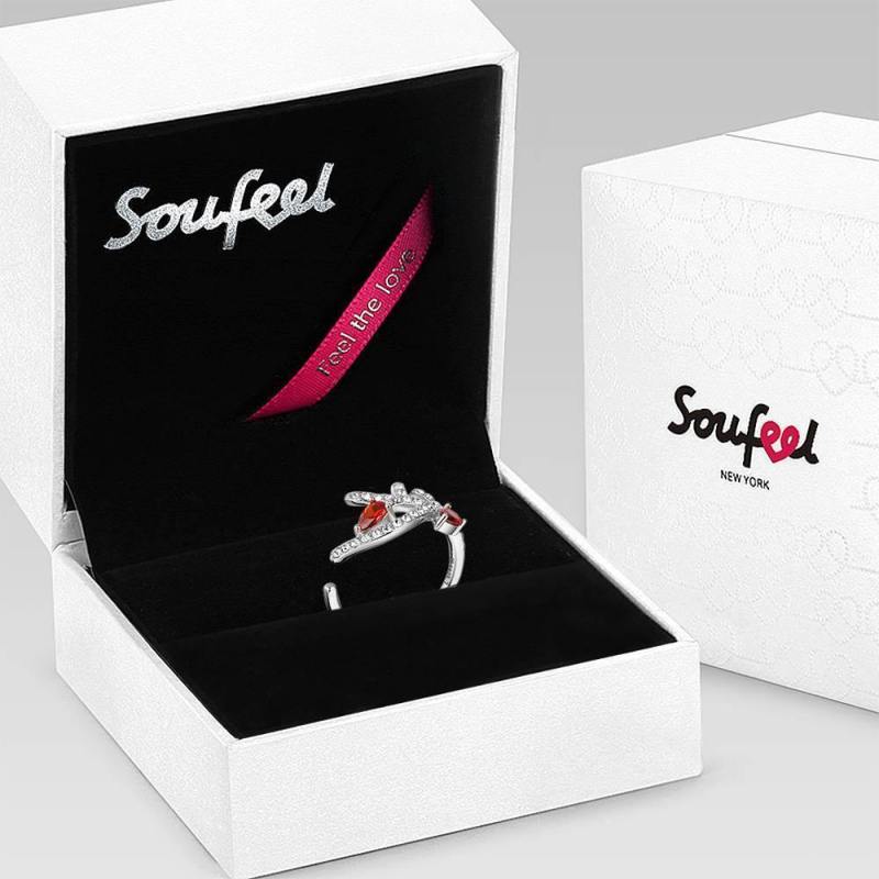 Soufeel Crystal Christmas Antler Ring Platinum Plated Silver 5