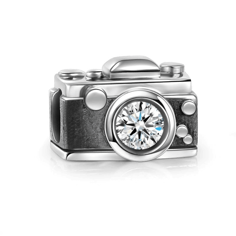 Soufeel Crystal Vintage Camera Charm Silver