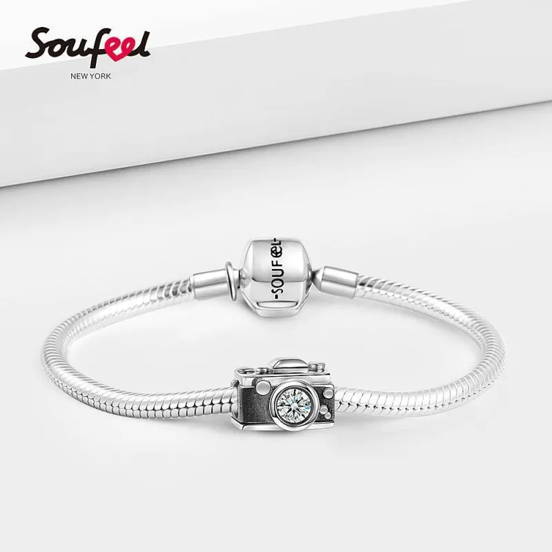 Soufeel Crystal Vintage Camera Charm Silver 2