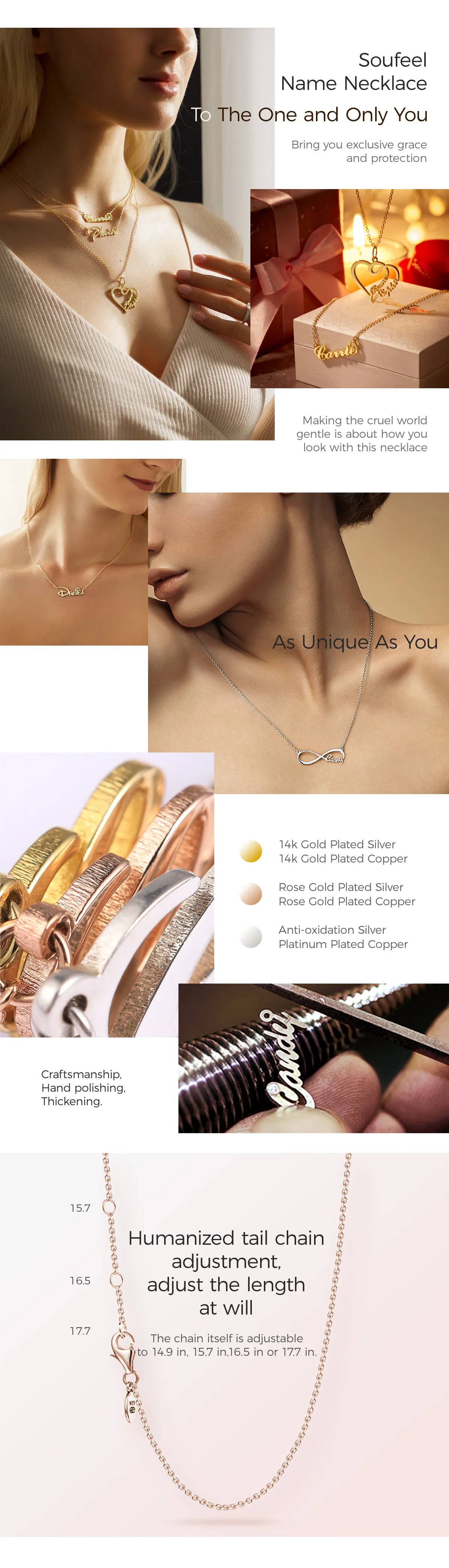 Soufeel Gold "Carrie" Style Name Necklace Gifts For Her 0