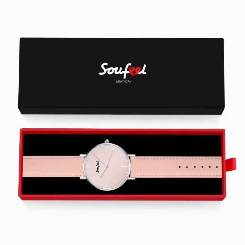 Soufeel Women's Classic Watch Pink Leather Strap 36mm 5