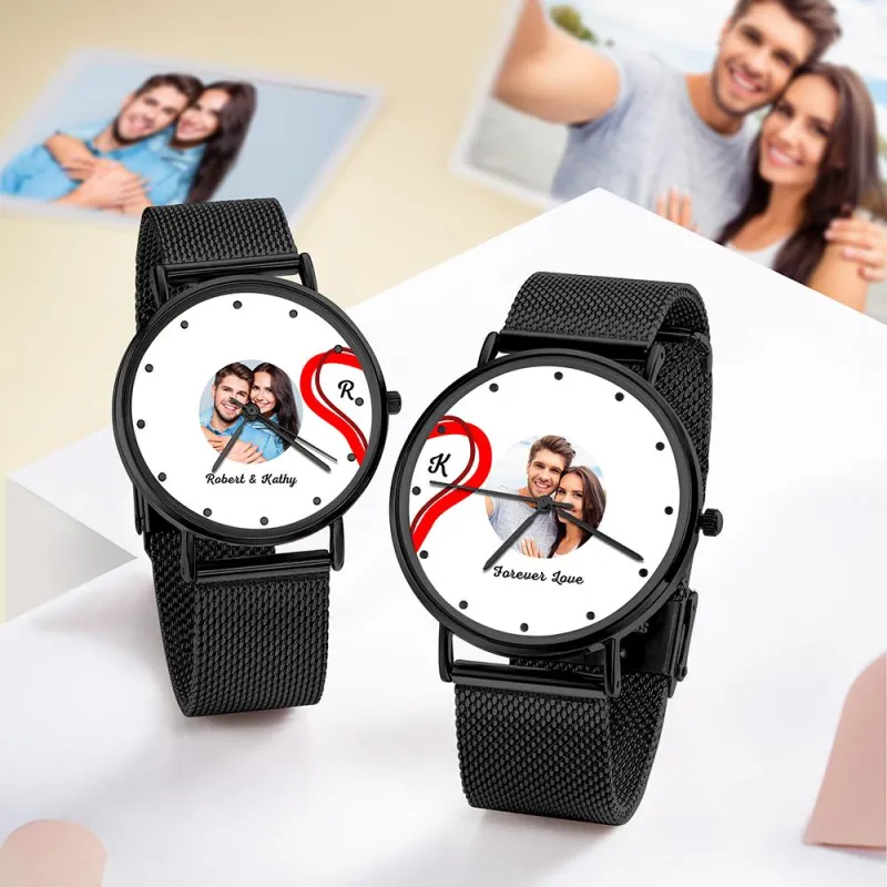 Splicing Red Heart Photo Watch Romantic Valentine's Day Gifts For Couples