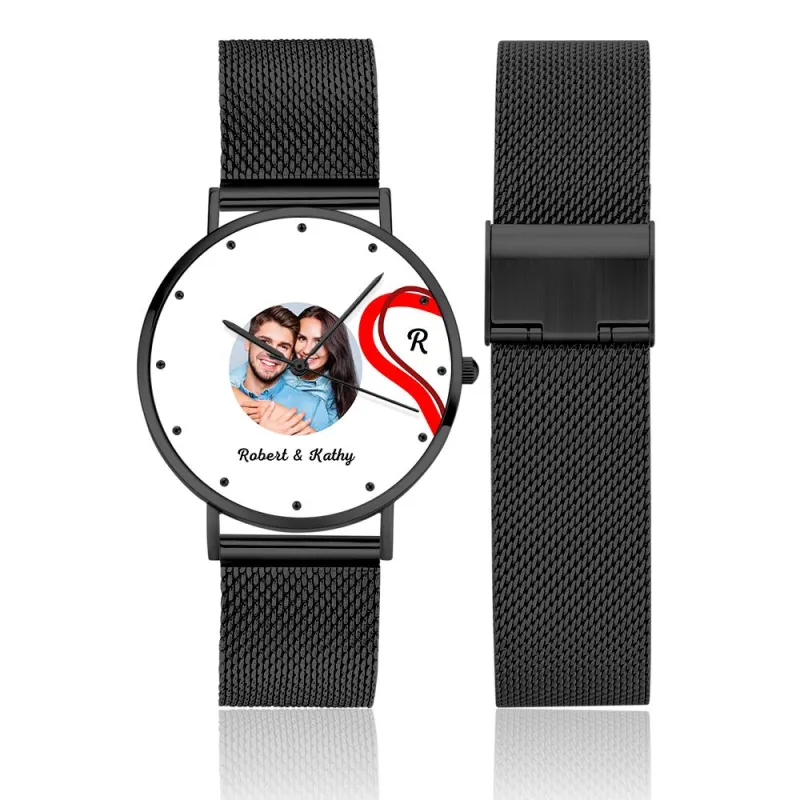 Splicing Red Heart Photo Watch Romantic Valentine's Day Gifts For Couples 2