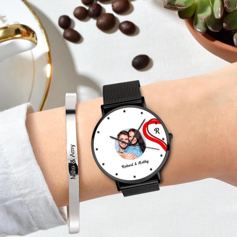 Splicing Red Heart Photo Watch Romantic Valentine's Day Gifts For Couples 3