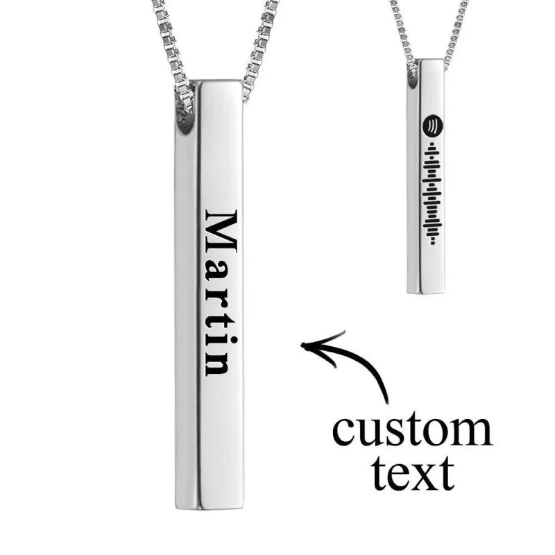 Spotify Code Necklace 3D Engraved Vertical Bar Necklace Gifts 1