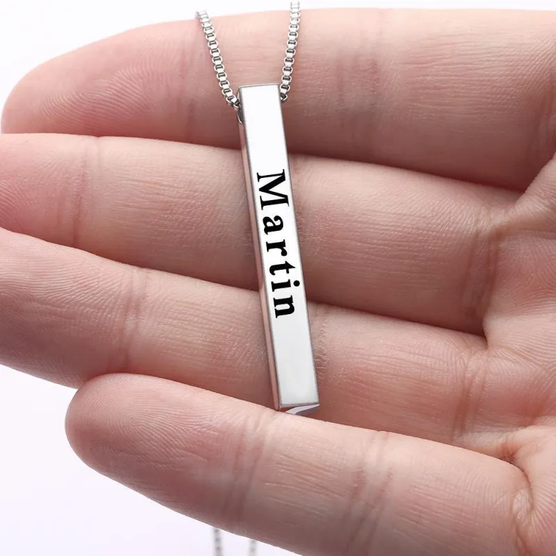 Spotify Code Necklace 3D Engraved Vertical Bar Necklace Gifts 2