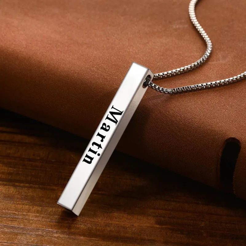 Spotify Code Necklace 3D Engraved Vertical Bar Necklace Gifts 3