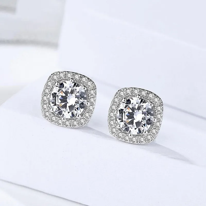 Square Diamond Ear Studs 1