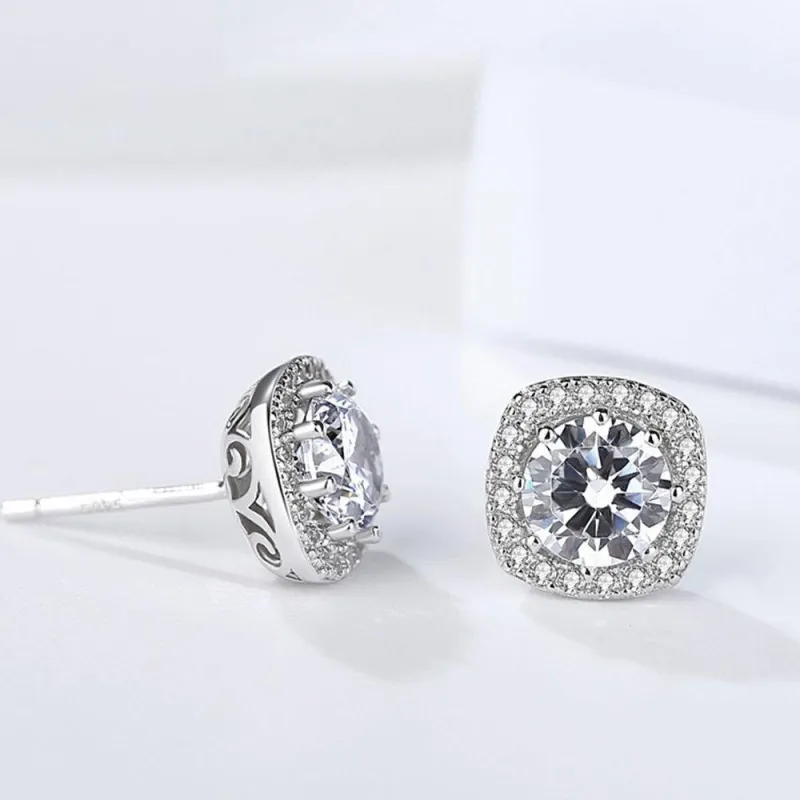 Square Diamond Ear Studs 2