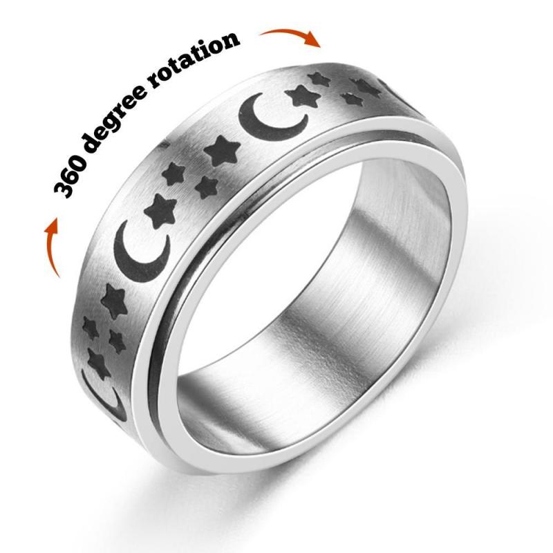 Star Moon Anxiety Ring Rotating Ring For Women Men Anniversary Birthday Gifts