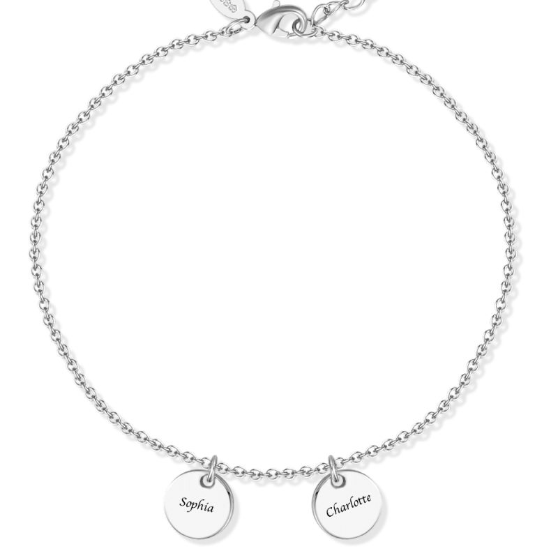 Sterling Silver Engraved Two Coins Anklet 1