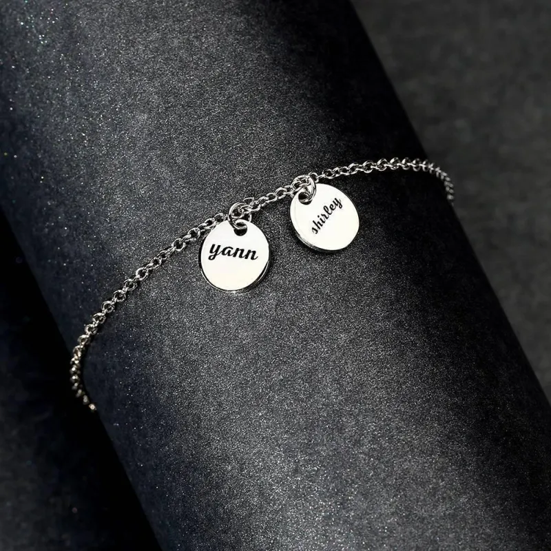 Sterling Silver Engraved Two Coins Anklet 2