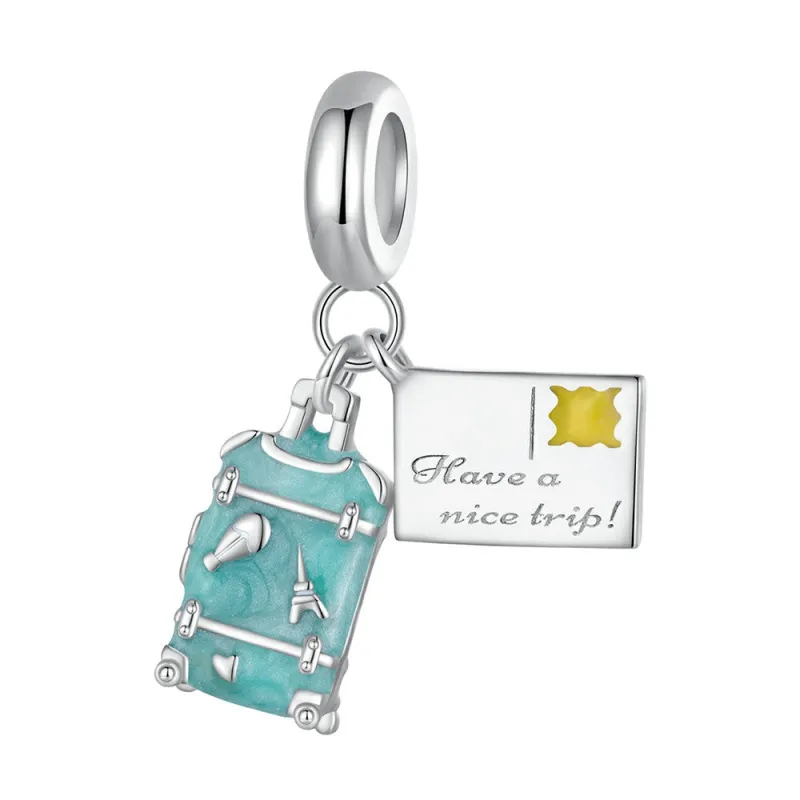 Suitcase Dangle Charm Silver