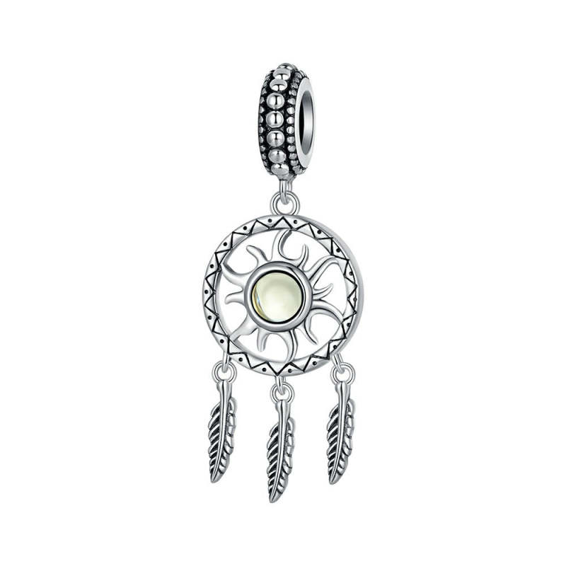 Sun Dream Catcher Dangle Charm Silver