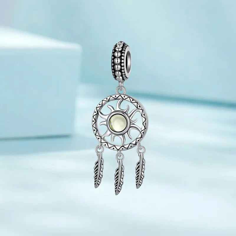 Sun Dream Catcher Dangle Charm Silver 1