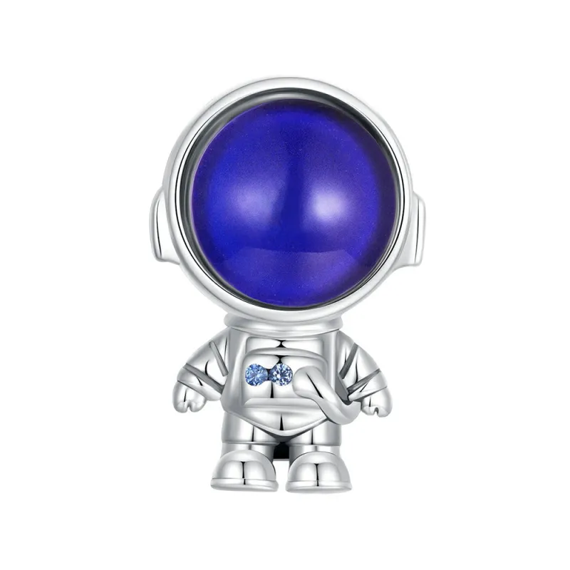 Temperature Discoloration Astronaut Charm Silver