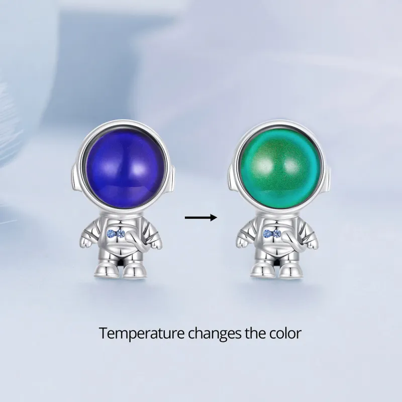 Temperature Discoloration Astronaut Charm Silver 3