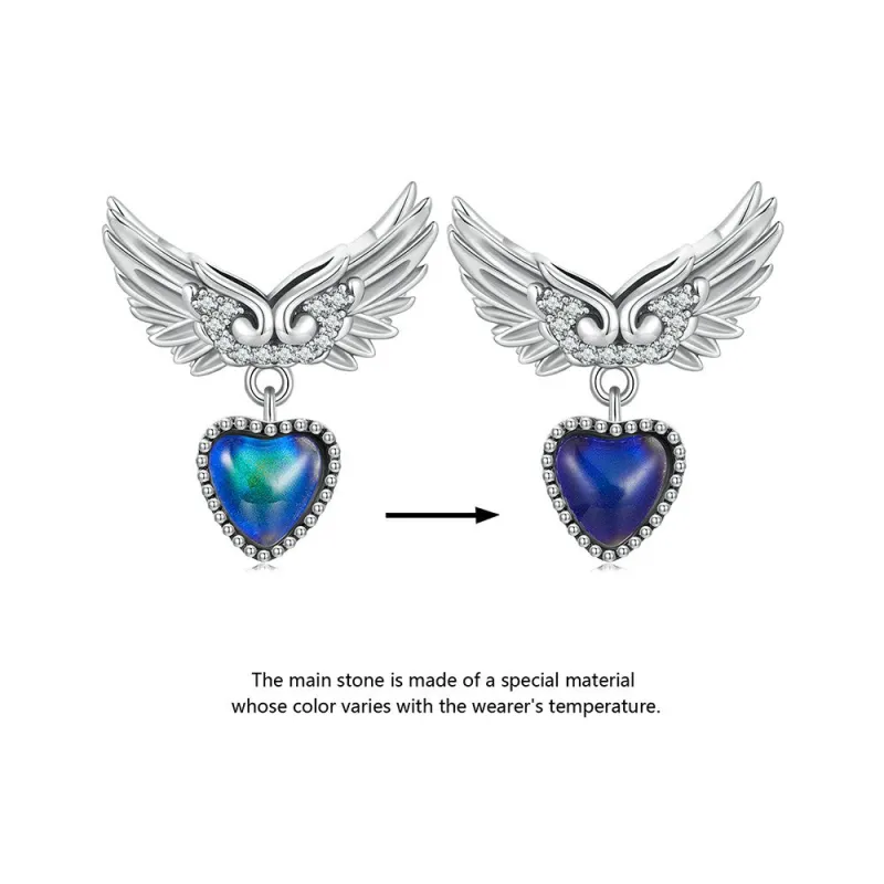 Temperature Discoloration Guardian Wings Charm Silver