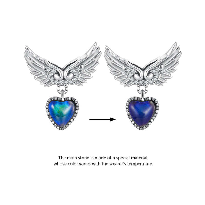 Temperature Discoloration Guardian Wings Charm Silver 3