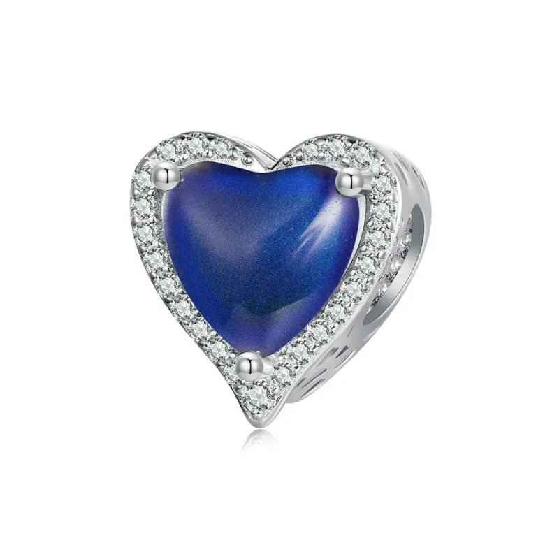 Temperature Discoloration Heart Charm Silver