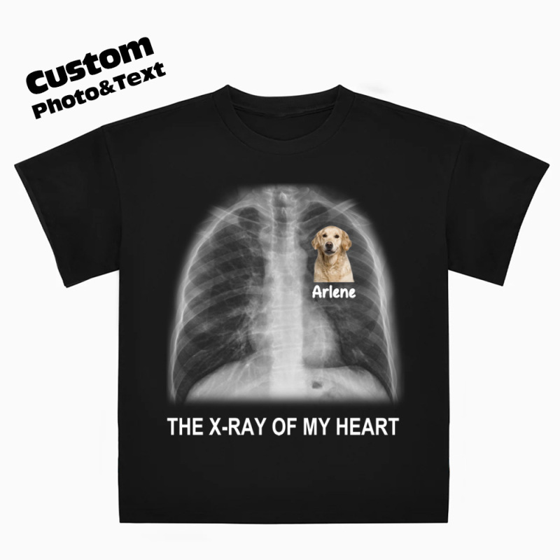 Text X-Ray Of My Heart - Personalized T-Shirt Gift For Dog Lover