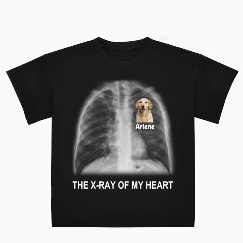 Text X-Ray Of My Heart - Personalized T-Shirt Gift For Dog Lover 1