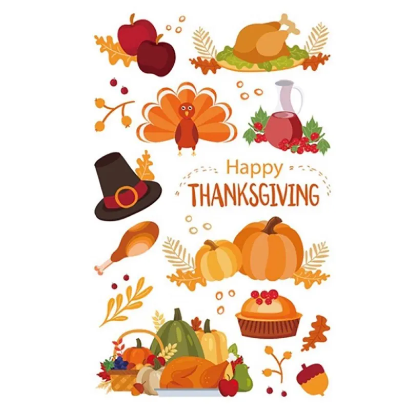 Thanksgiving Tattoo Stickers Children's Waterproof  Face Stickers Maple Leaf Fruit Turkey Pumpkin Temporary Stickers