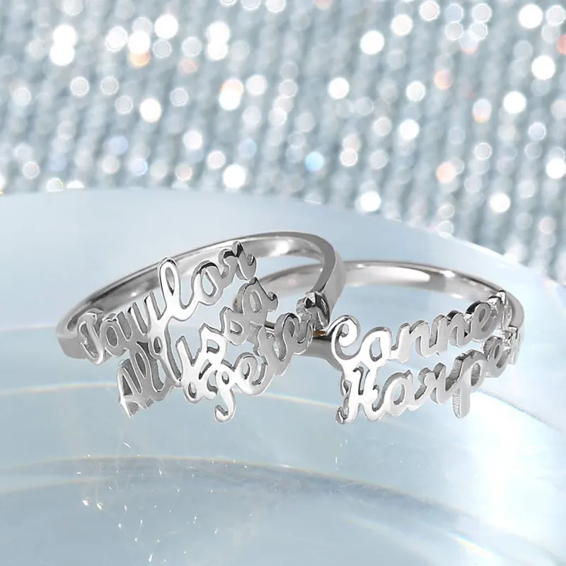 Three Name Ring Silver 3