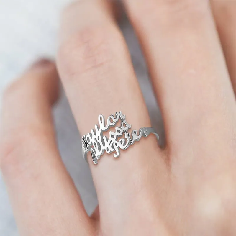 Three Name Ring Silver 6