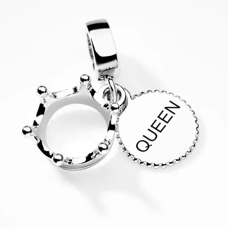 Three Tone Queen & Regal Crown Dangle Charm Hanging Charm Fit DIY Moments Bracelets Necklaces 1