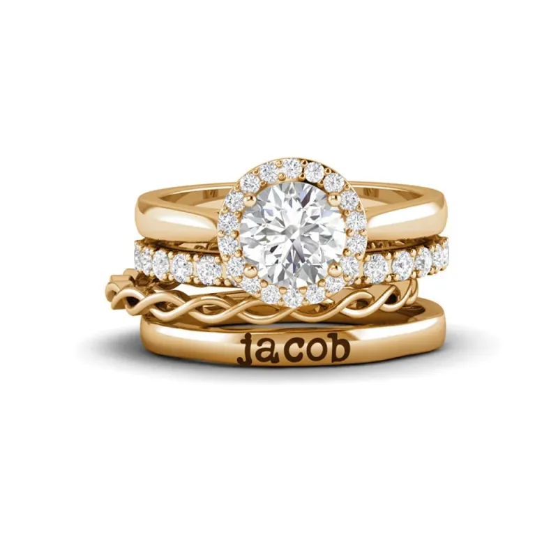 Twine Personalized Halo Engagement Ring Stack 4