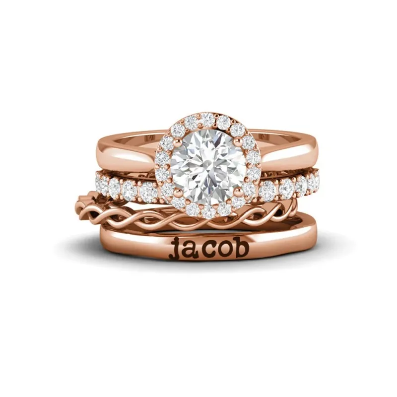 Twine Personalized Halo Engagement Ring Stack 5