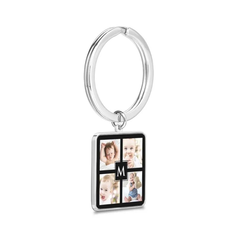 Unique Custom Cute Square Photo Engraved Keychain Anniversary Gifts for Baby 3