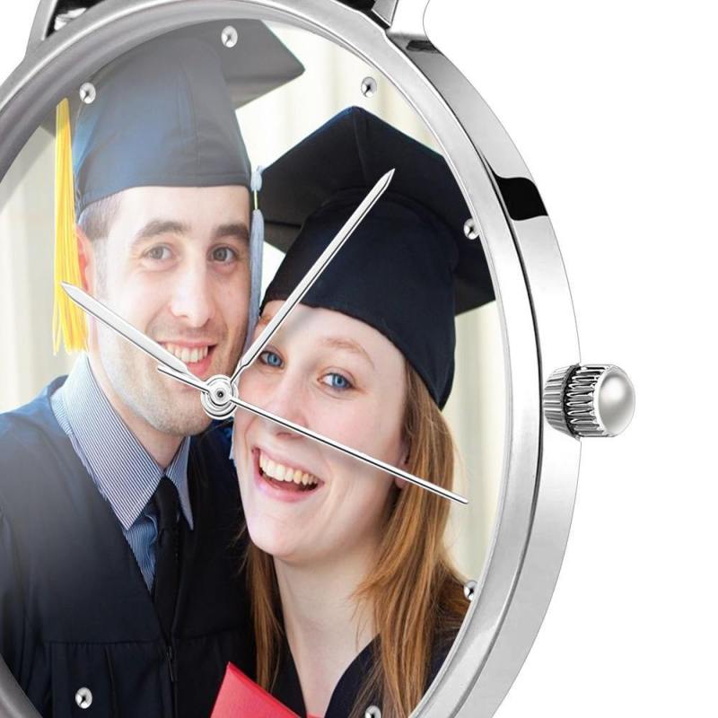 Unisex Engraved Photo Watch Graduation Gift Black 40mm 1