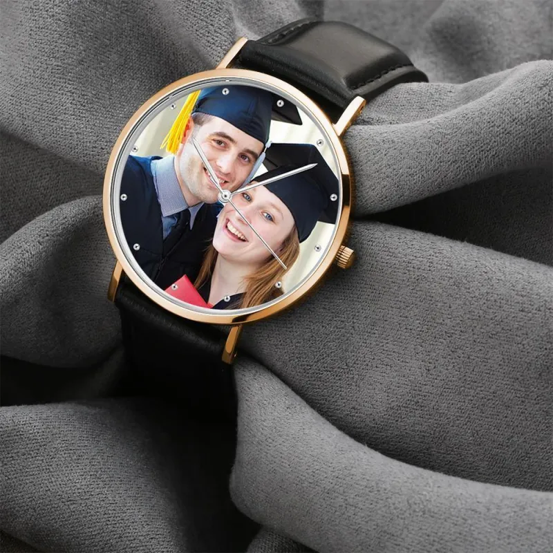 Unisex Engraved Photo Watch Graduation Gift Black 40mm 3