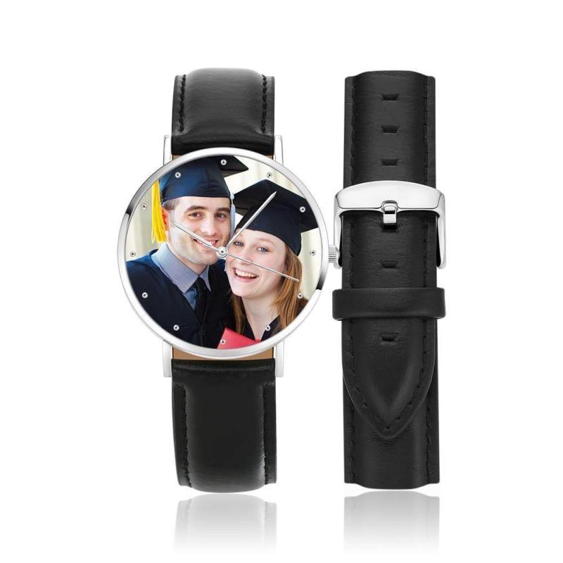 Unisex Engraved Photo Watch Graduation Gift Black 40mm 4