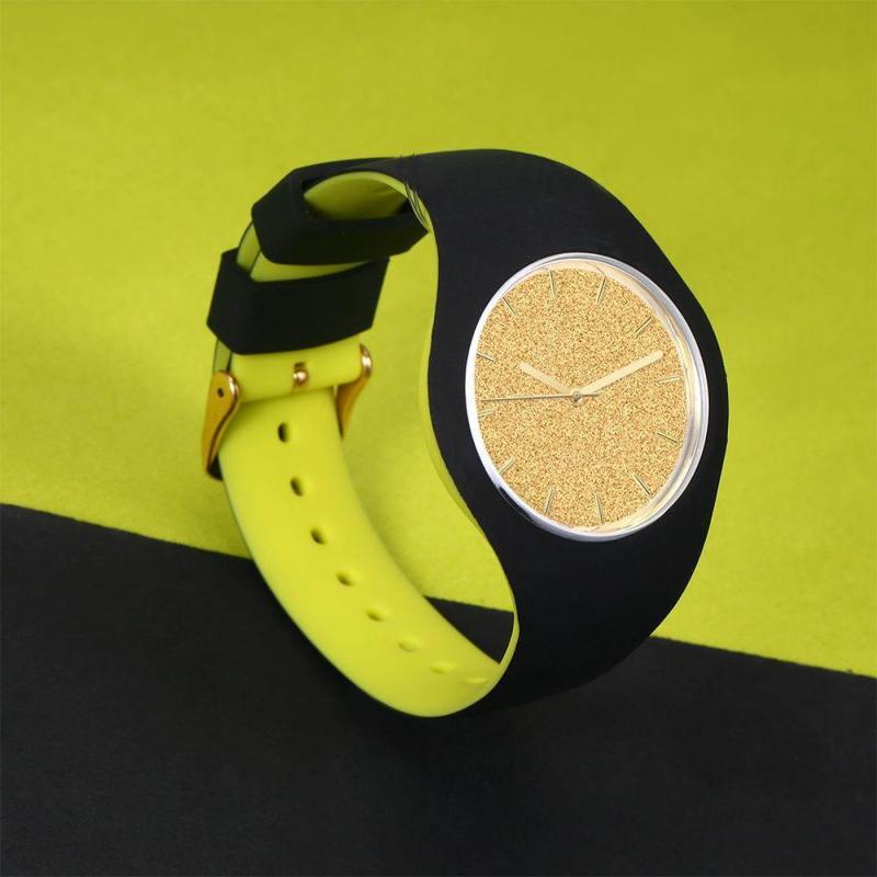 Unisex Silicone Engraved Watch  Unisex Engraved Watch   41mm Black and Green Strap - Golden 3