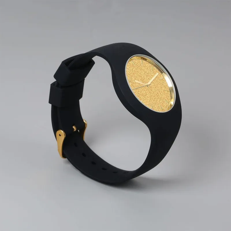 Unisex Silicone Engraved Watch Unisex Engraved Watch 41mm Black Strap - Golden 3