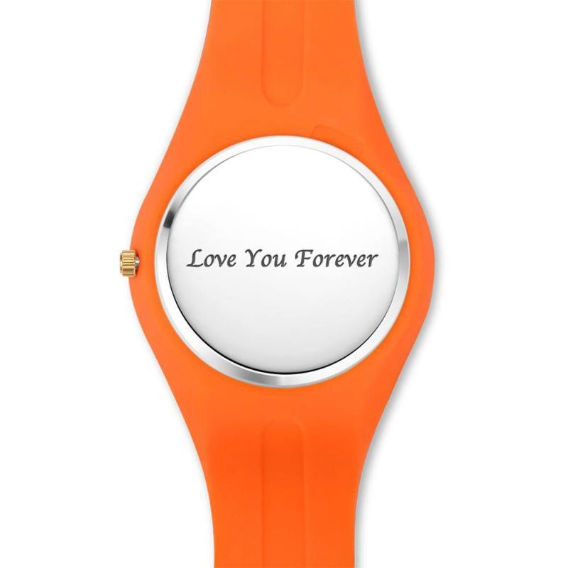 Unisex Silicone Engraved Watch Unisex Engraved Watch  41mm Blue and Orange Strap - Golden 1